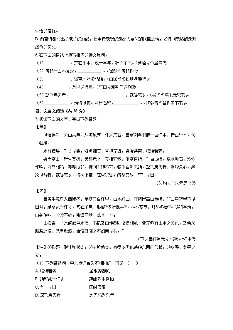 四川省绵阳市盐亭县2025-2026学年八年级上学期期中考试语文试卷（学生版）第3页