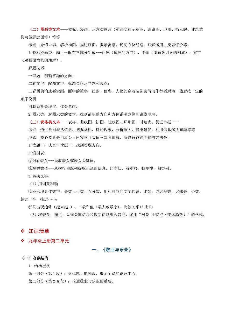 部编版九年级上册语文期末复习非连续性文本复习知识清单第3页