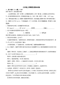 河北省沧州市2025年九年级上学期语文期末试卷附答案