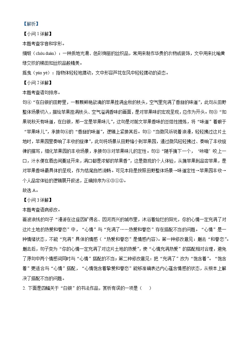 甘肃省白银市2025-2026学年九年级上学期期中语文试题（解析版）第2页