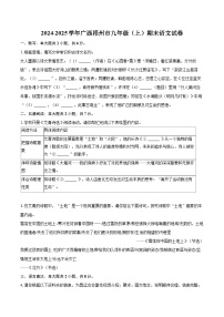 2024-2025学年广西梧州市九年级（上）期末语文试卷-自定义类型