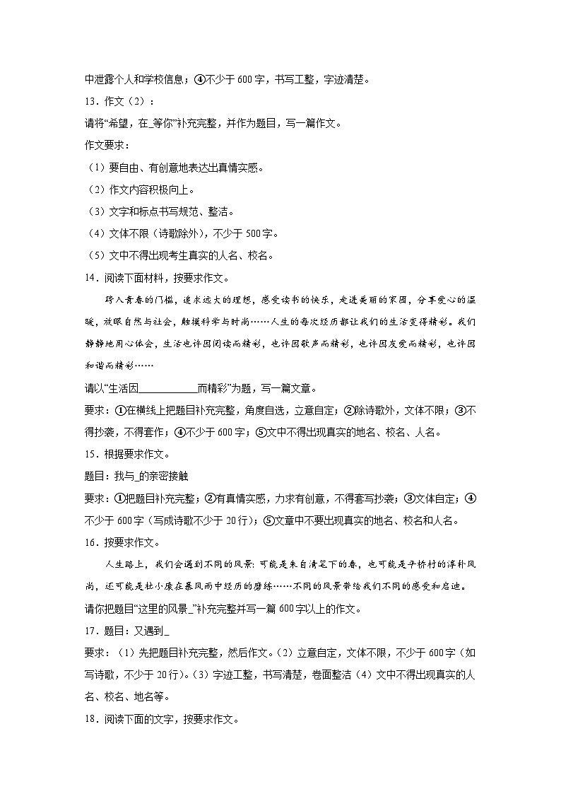 半命题作文-2026年中考语文一轮专题复习讲练（全国通用）第3页