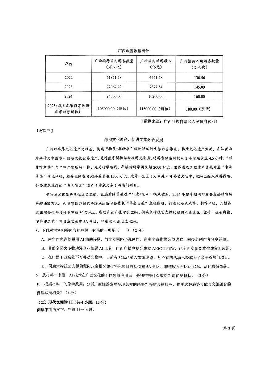 广西南宁市翠竹实验学校2025—2026学年九年级上学期12月月考语文试卷（图片版，无答案）第3页