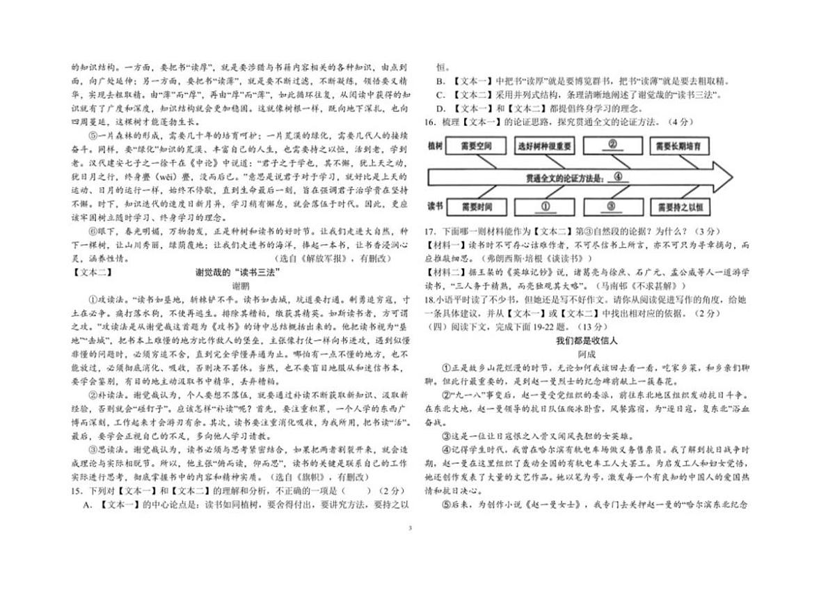 山东省济宁王府学校2025-2026学年九年级上12月月考语文试题第3页