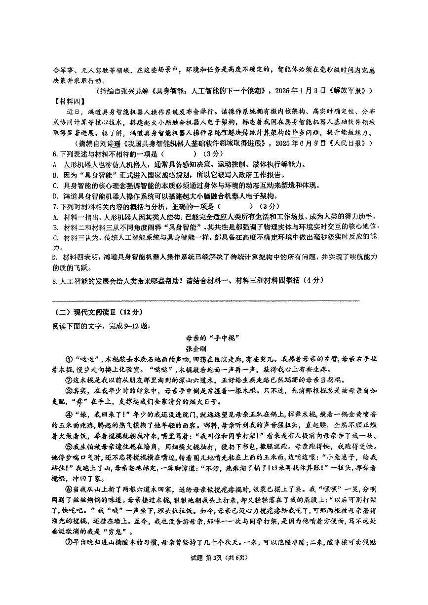 湖南省岳阳市汨罗市罗城学校2025-2026学年九年级上学期12月月考语文试题第3页