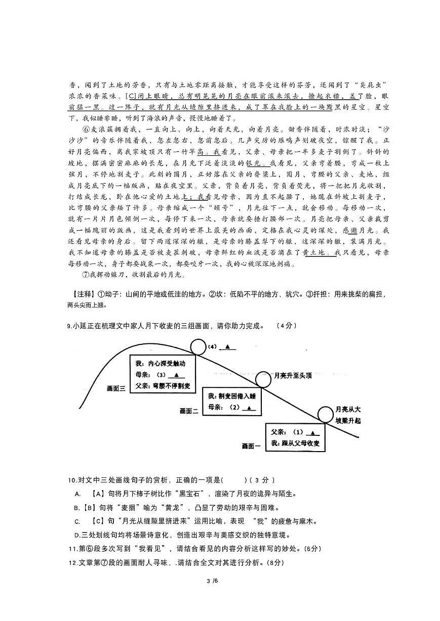 上海市徐汇区教育学院附属实验中学2025-2026学年九年级上学期12月学业诊断二语文试卷（月考）第3页