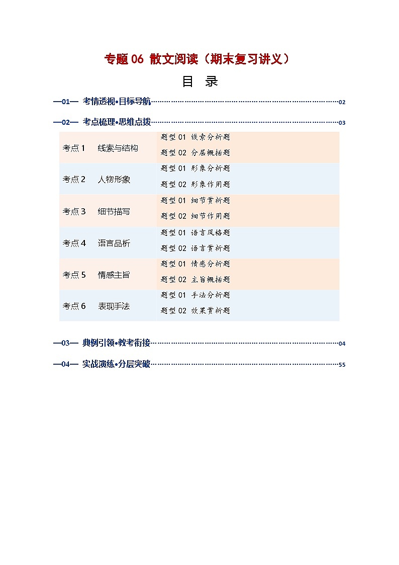 专题06 散文阅读（期末复习讲义）（原卷版）第1页