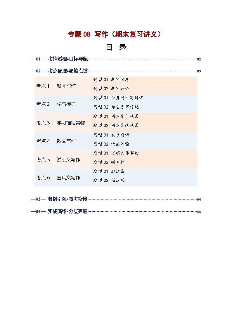 专题08 写作（期末复习讲义）（解析版）第1页