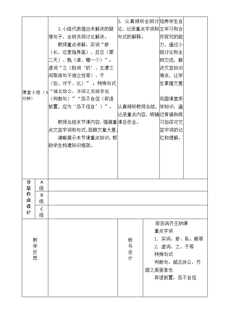 人教部编版初中语文九年级下册 21 邹忌讽齐王纳谏 教案第2页