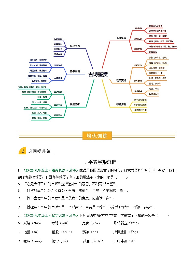 寒假作业04 字音字形、默写、古诗基础鉴赏（原卷版）第2页