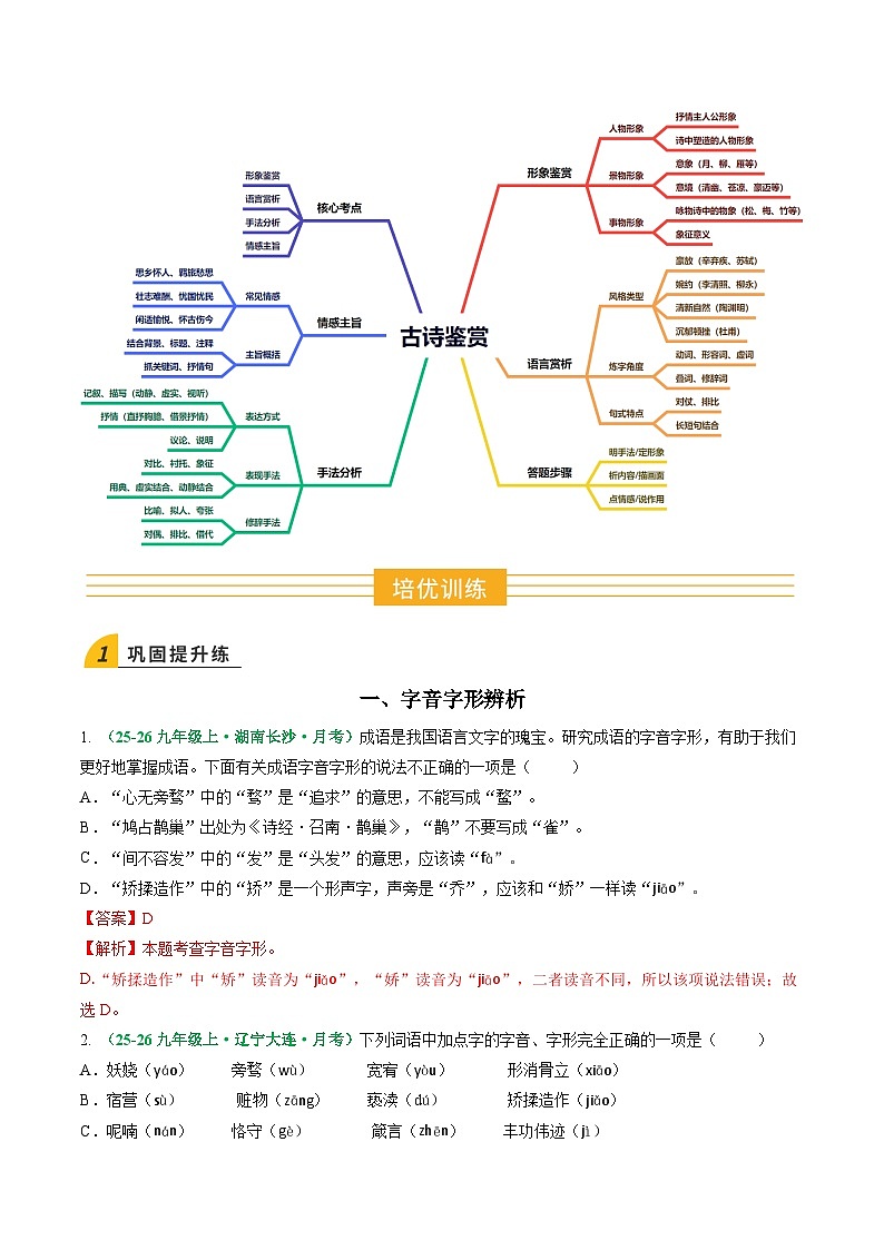 寒假作业04 字音字形、默写、古诗基础鉴赏（解析版）第2页