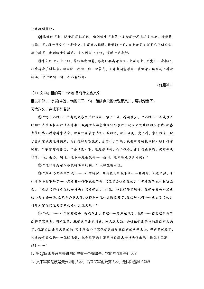 第二单元练习 统编版语文九年级上学期期末单元复习（九年级下册）第3页
