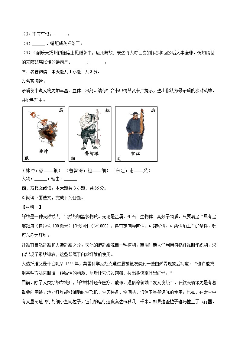 2025-2026学年辽宁省沈阳市法库县九年级（上）期末语文试卷-自定义类型第3页