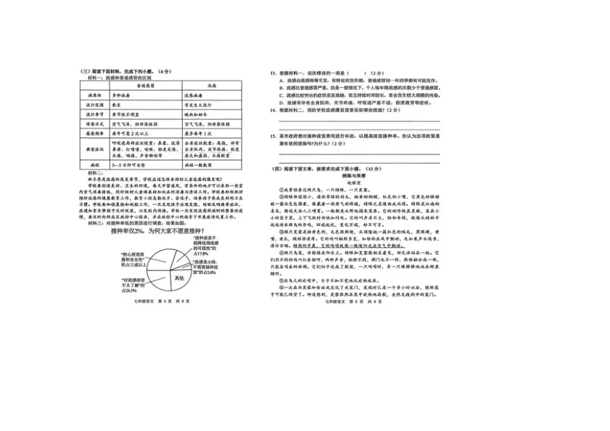 2025-2026学年山东省菏泽经济技术开发区七年级上学期1月月考语文试题（有答案）第3页