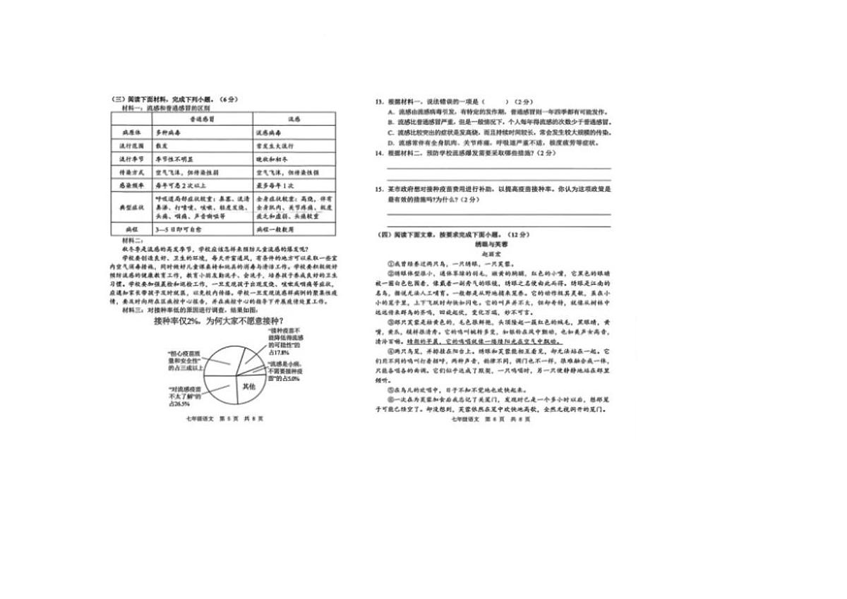 2025-2026学年山东省菏泽经济技术开发区七年级上学期1月月考语文试题（有答案）第3页