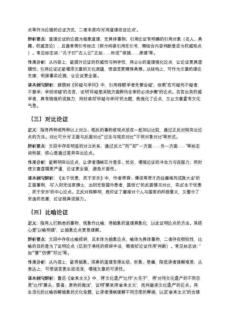 【初中语文通用版】议论文论证方法辨析与作用分析（考点精讲+真题精练）第2页