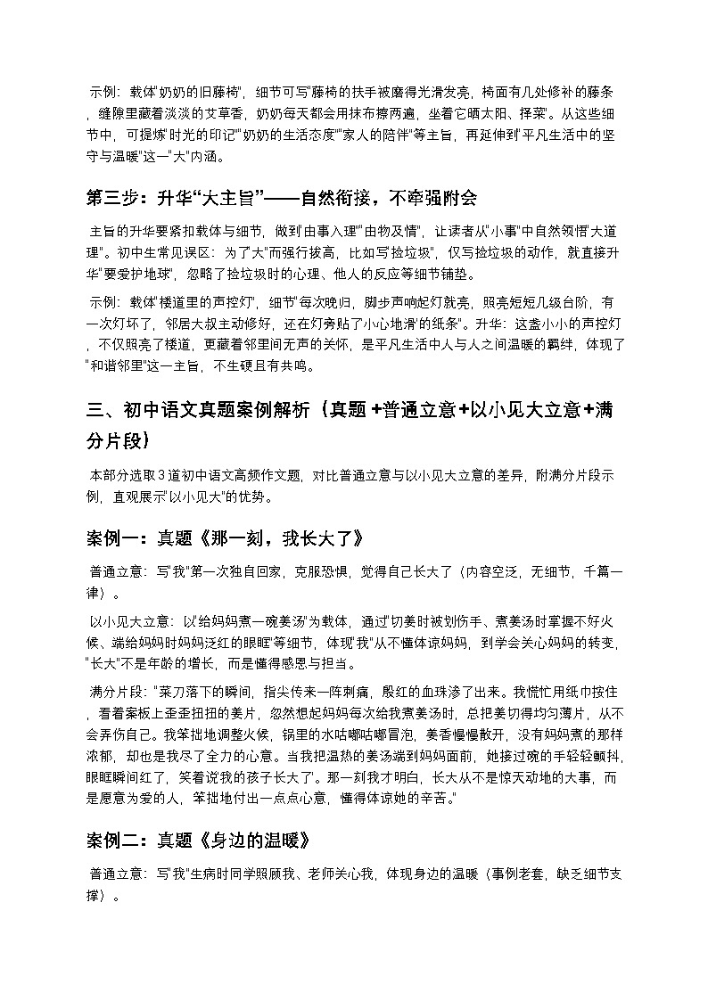 【初中语文】以小见大立意法实战指导（真题案例库+满分技巧）第2页