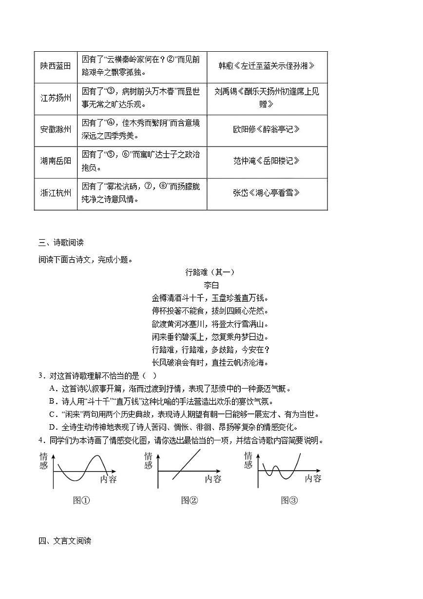2025-2026学年四川省资阳市九年级上学期期中语文试题（有解析）第2页