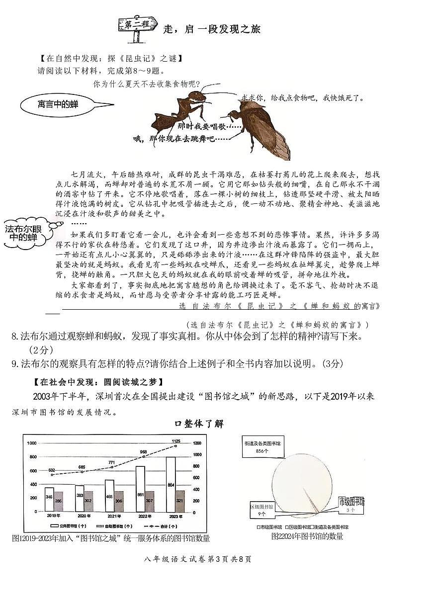 2024-2025学年深圳市龙华区八年级上册期末语文试卷含答案第3页