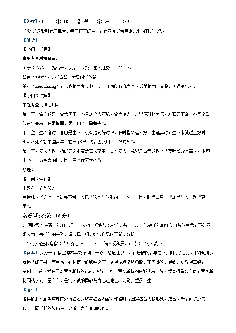 2025年福建省龙岩市上杭县中考二模语文试题（解析版）-A4第2页