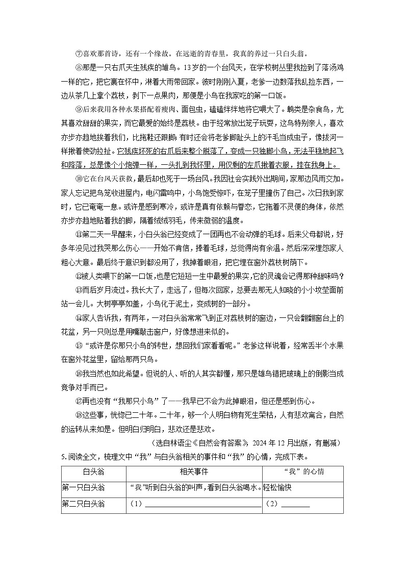 2024-2025学年浙江省金华市永康市七年级上学期期末考试语文试卷（学生版）第3页
