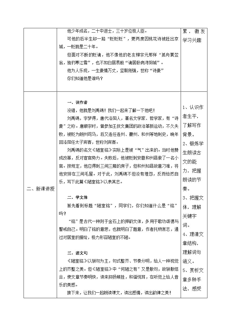 人教版初中语文七年级下册（2024）17 陋室铭 教学设计第2页