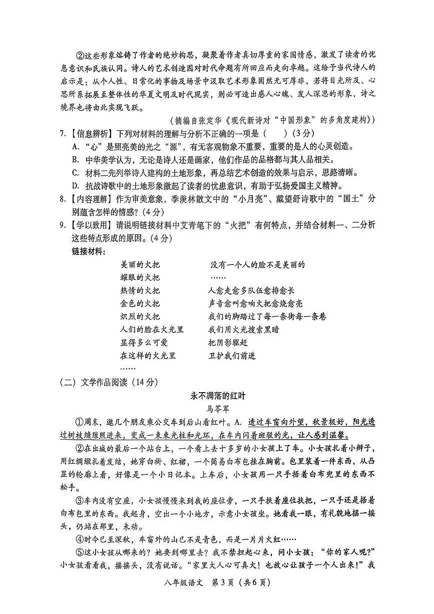 湖南省衡阳市衡南县2025-2026学年八年级上学期期末考试语文试题第3页