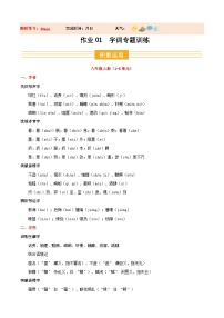 八年级语文新教材统编版寒假作业01  字词（巩固培优）试卷（原卷版+解析版）