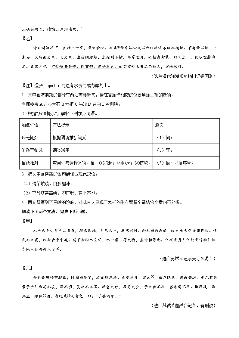 寒假作业06 文言文阅读专项训练（原卷版）第2页