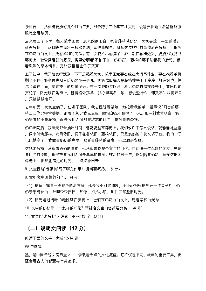 【九年级下册 中考专用】语文一模预测卷（原创真题型+逐题解析）第3页