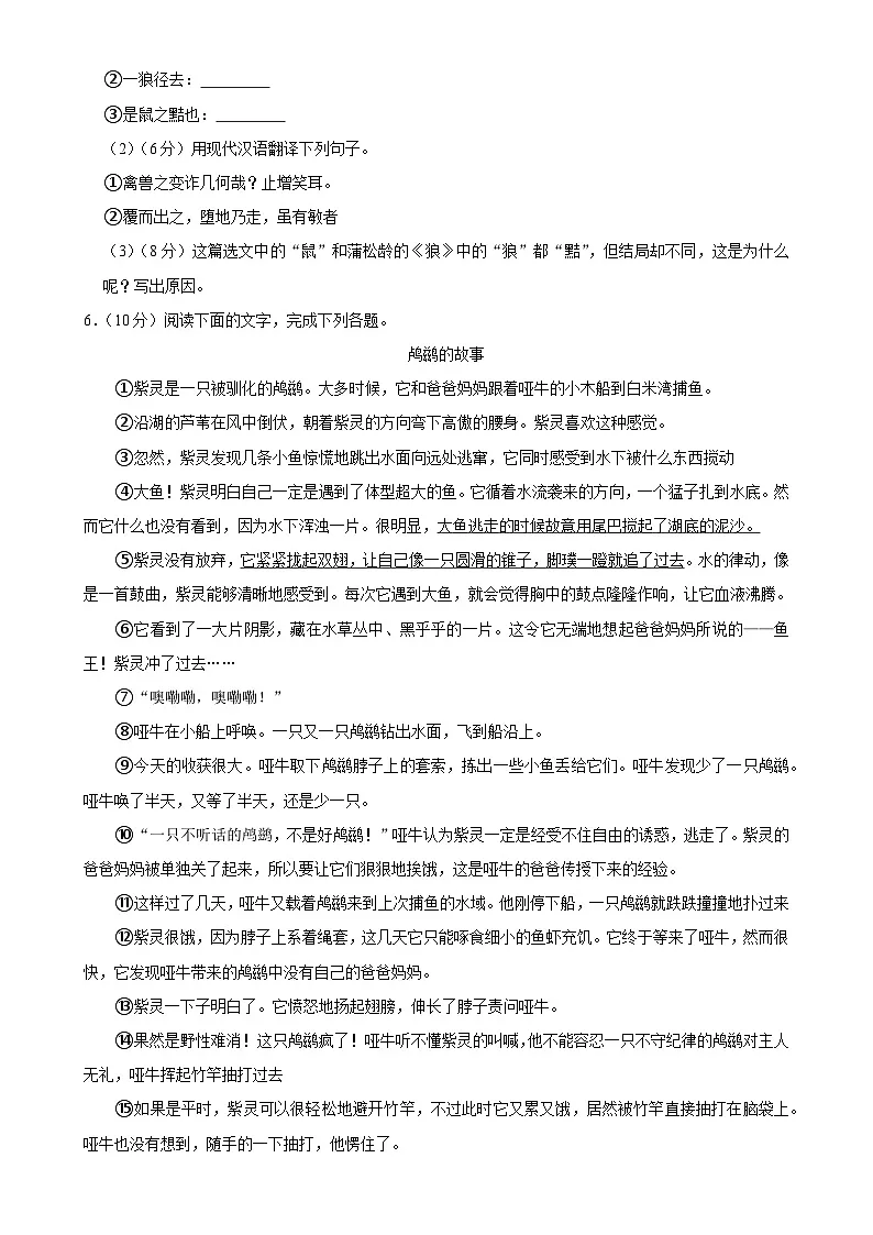 福建省福州教育学院第二附属中学七年级上学期期末语文试题-A4第3页