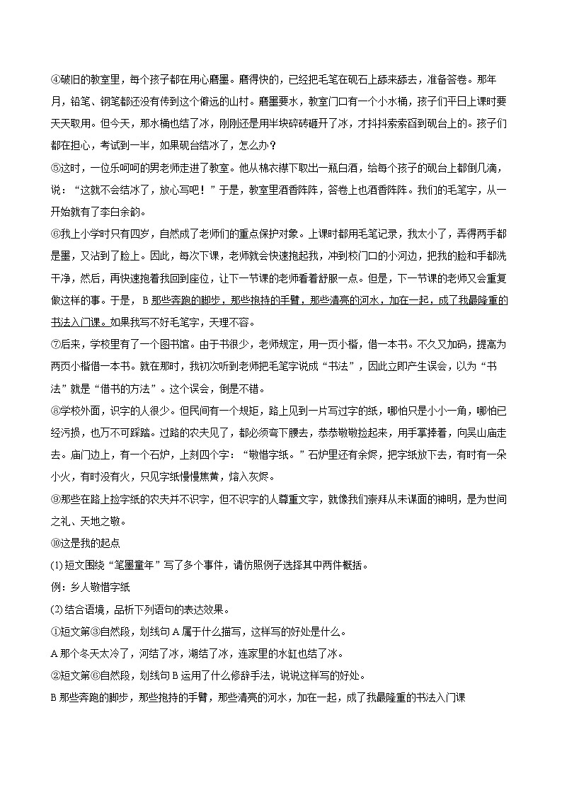 2025-2026学年四川省绵阳市安州区七年级（上）期末语文试卷-自定义类型第3页
