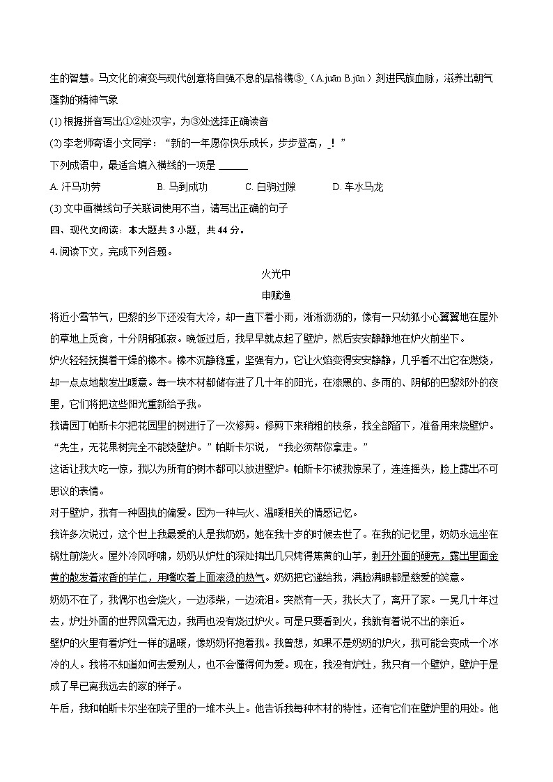 2025-2026学年福建省厦门市九年级（上）期末语文试卷-自定义类型第2页
