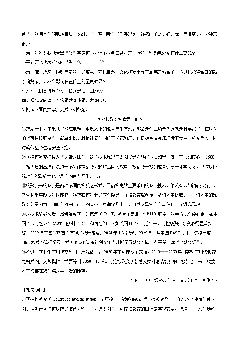2025-2026学年湖南省邵阳市九年级（上）期末语文试卷-自定义类型第3页
