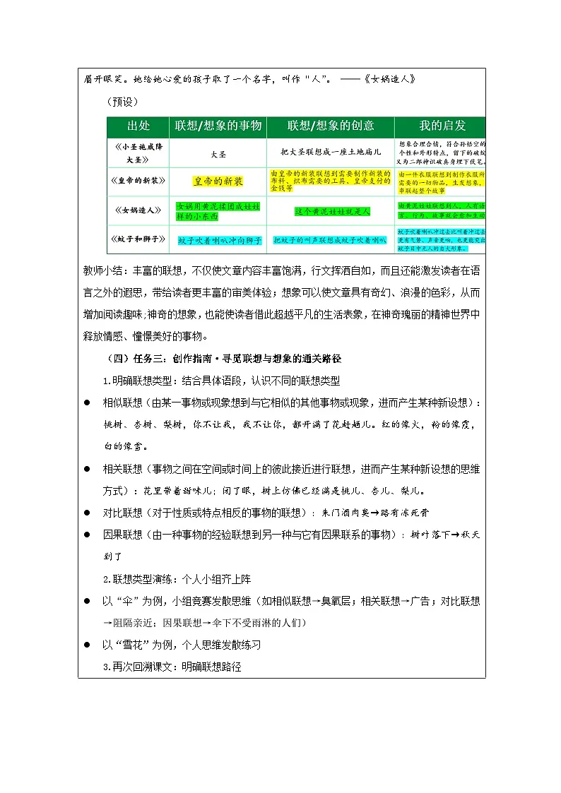 第六单元 写作 发挥联想和想象 教学设计-2025-2026学年七年级语文上册（统编版）第3页