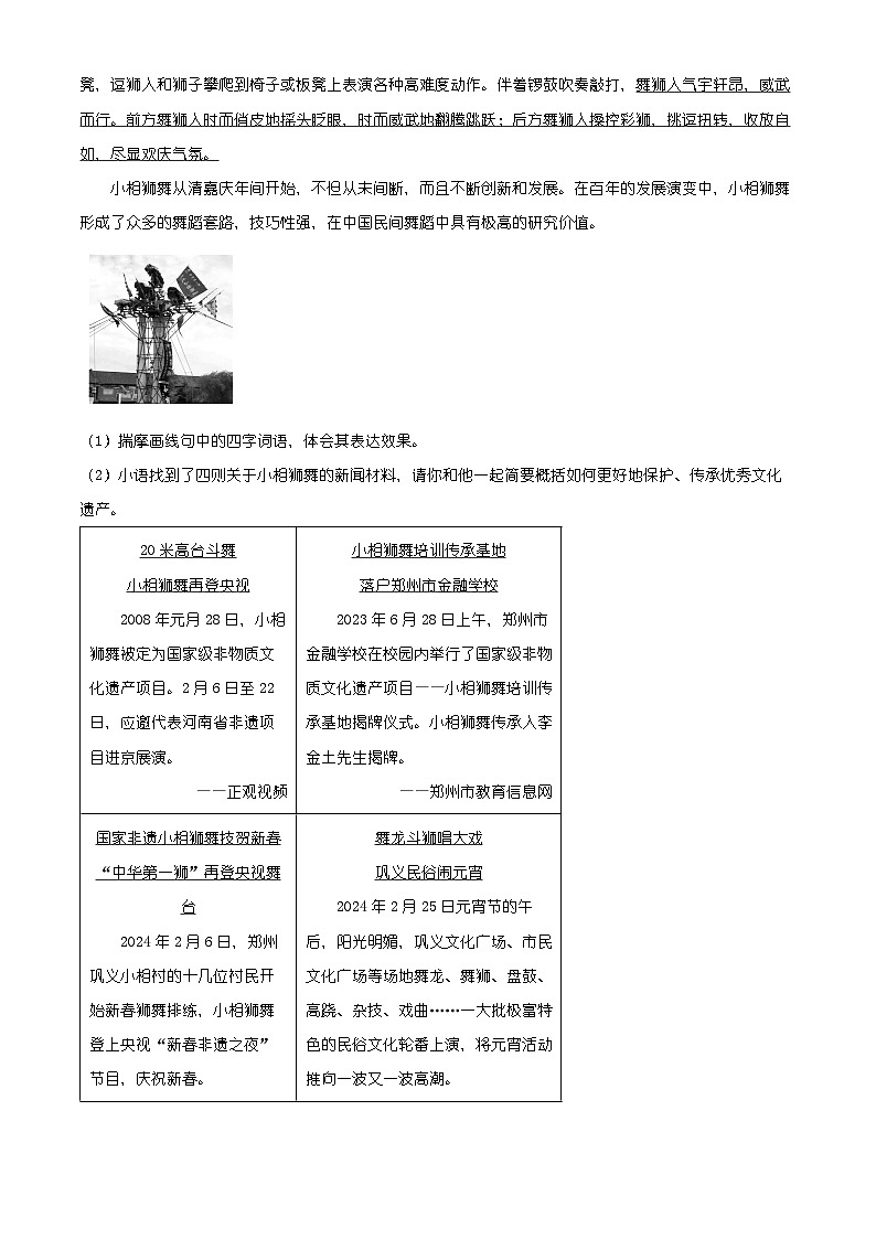 河南省巩义市2024-2025学年八年级上学期期末语文试题（有解析）第3页