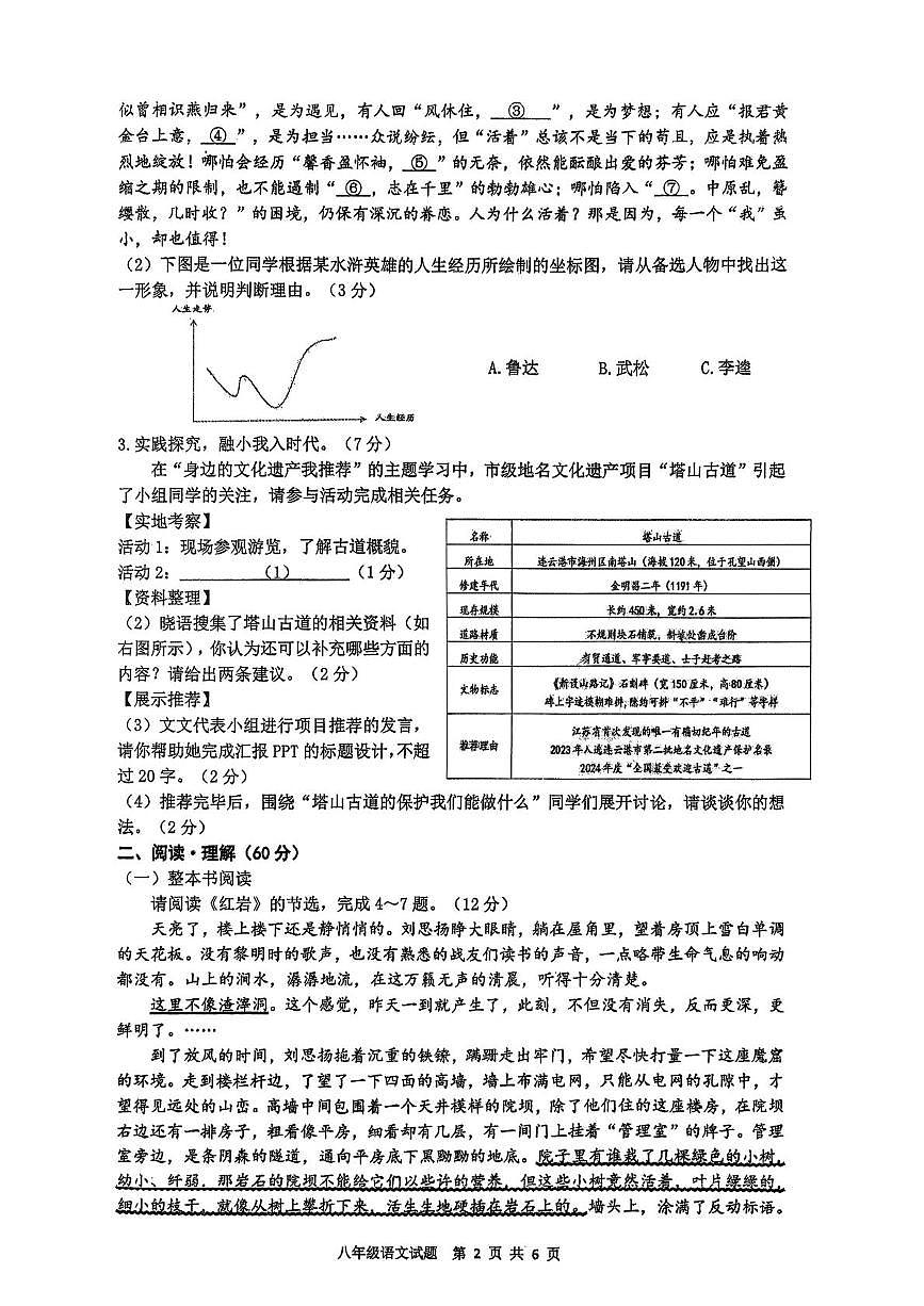 江苏连云港市海州区2025-2026学年第一学期期末学业质量调研八年级语文试题第2页