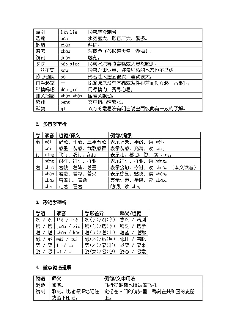 人教版部编新教材八年级上册语文第4课《一着惊海天——目击我国航母舰载战斗机首架次成功着舰》知识清单第2页
