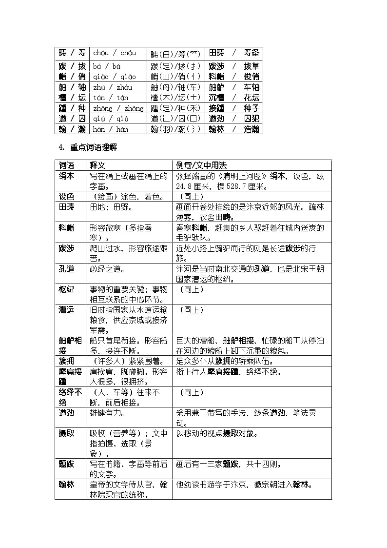 人教版部编新教材八年级上册语文第21课《梦回繁华》知识清单第3页