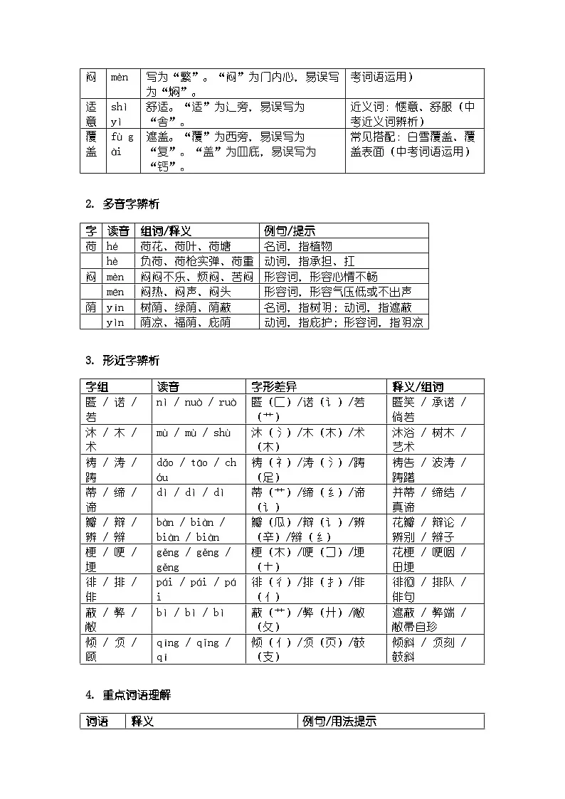 人教版部编版新教材七年级上册语文第7课《散文诗二首》知识清单第2页