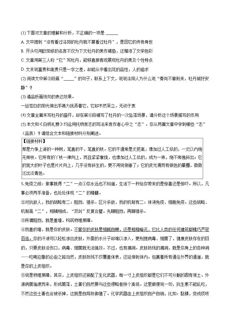 2025-2026学年安徽省阜阳市太和县八年级（上）期末语文试卷-自定义类型第3页