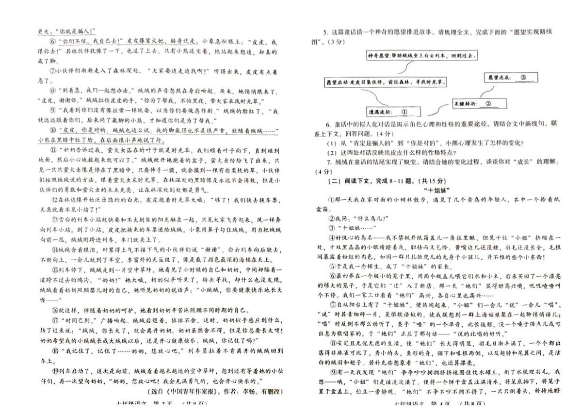 河南省许昌市鄢陵县马栏一中2025-2026学年七年级上册语文期末试卷第2页