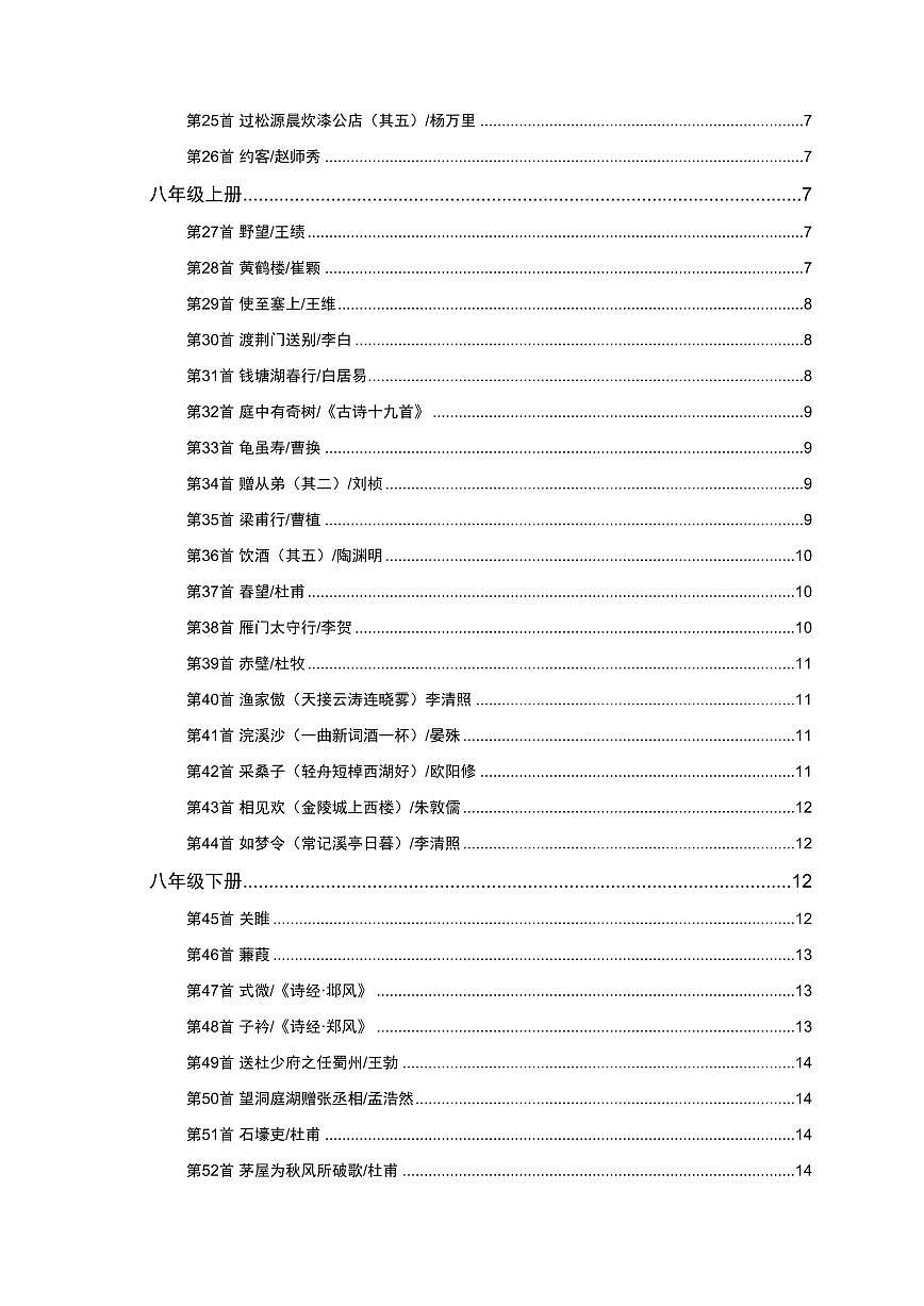 中考语文第一轮复习初中语文85首古诗词曲知识点清单第2页