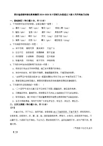 四川省成都市棕北教育集团2024-2025年下学期九年级语文下册3月月考练习试卷