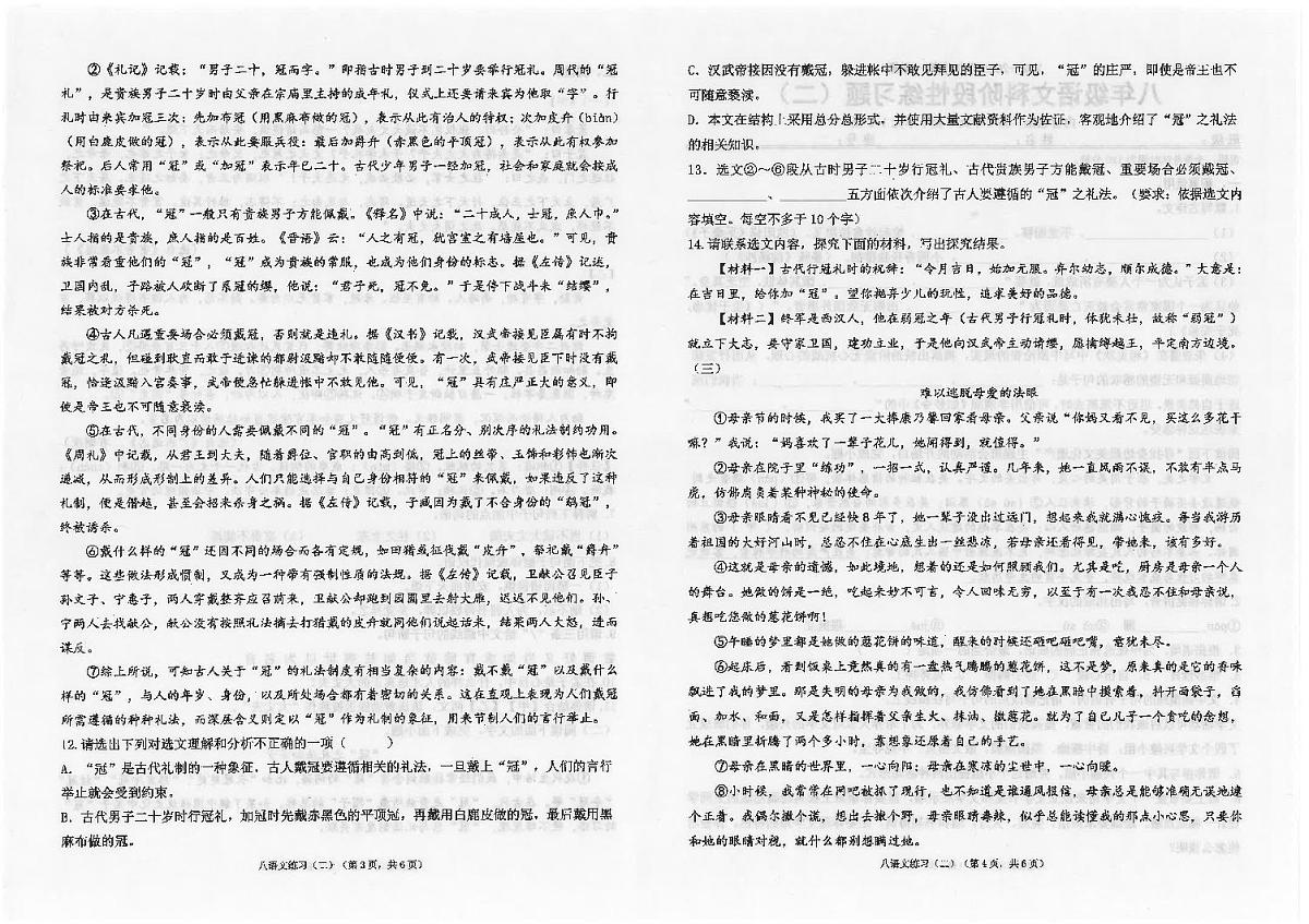 广东省汕头市潮南区陈店实验学校等校联考2024-2025学年八年级上学期12月月考语文试题第2页