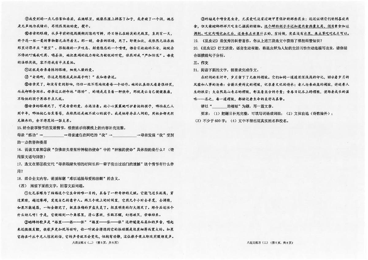 广东省汕头市潮南区陈店实验学校等校联考2024-2025学年八年级上学期12月月考语文试题第3页