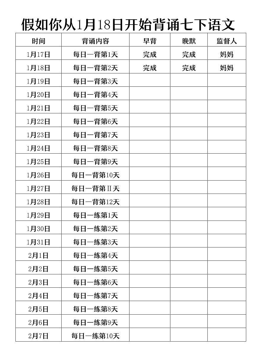 2024版人教版七年级下册语文期末重难点知识点每日一背（1-2单元）第1页