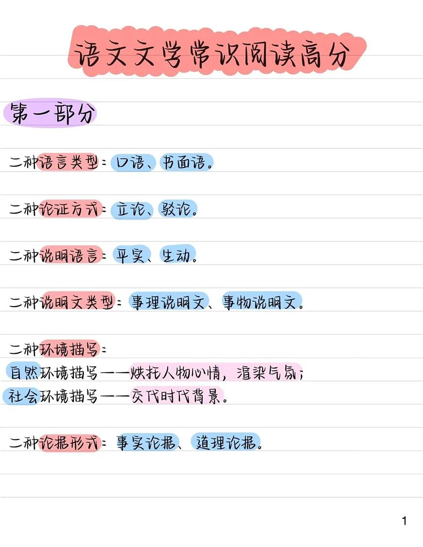中考语文第一轮复习语文文学常识阅读高分技巧知识点第1页