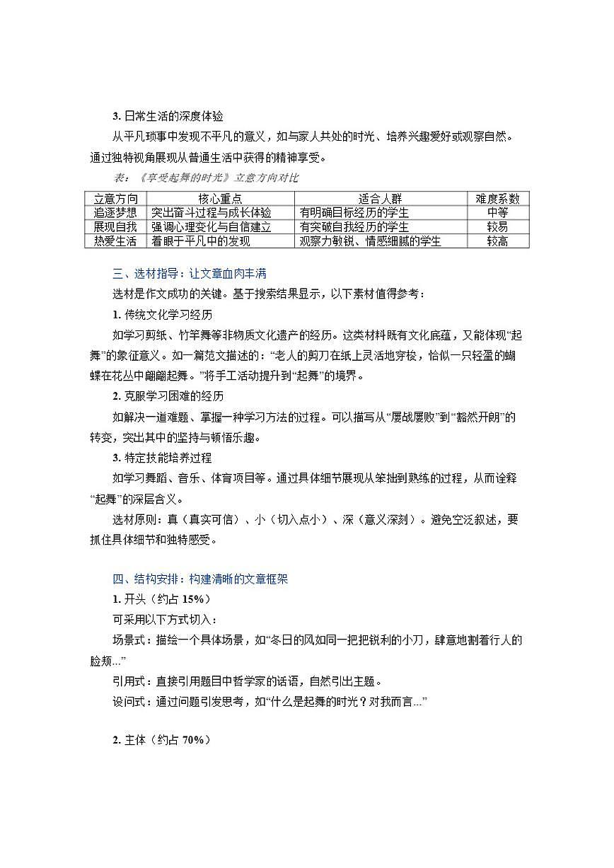 2025年上海市长宁区中考一模“享受起舞的时光”语文作文写作解析、开头结尾示例、范文欣赏（含解析）第2页