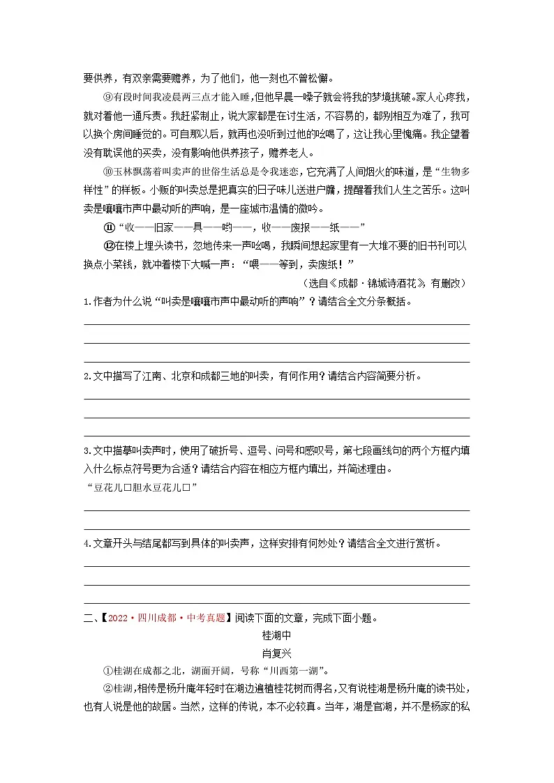 中考二轮复习真题练——B卷散文阅读篇（原卷版）第2页